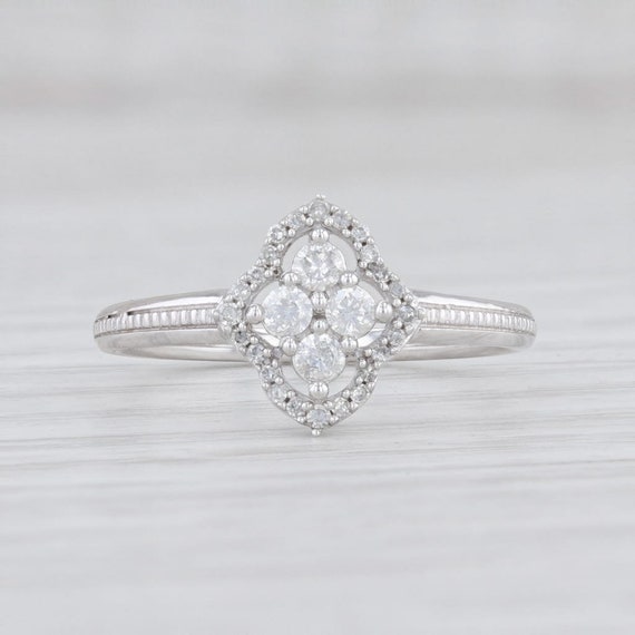Diamond Halo Ring, White Gold Ring, Size 7 Ring, … - image 2