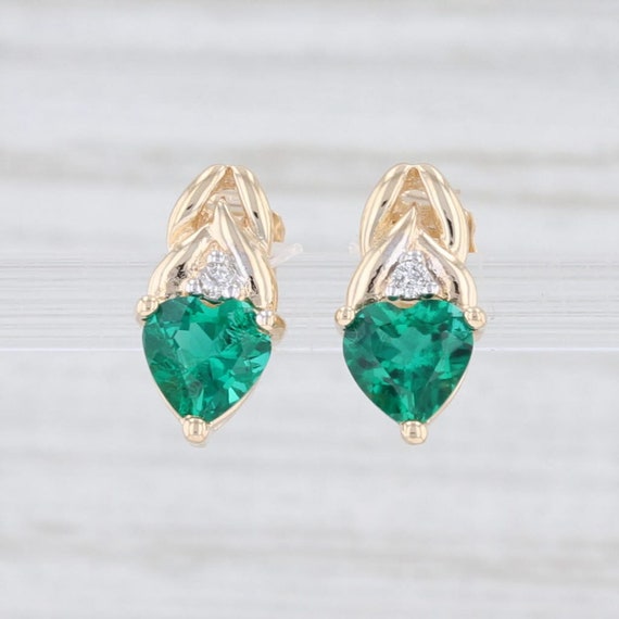 Emerald & Diamond Earrings, Emerald Heart Earrings