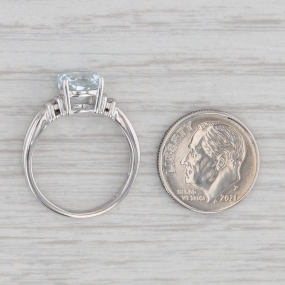1.58ctw Round Aquamarine Diamond Ring 10k White G… - image 7