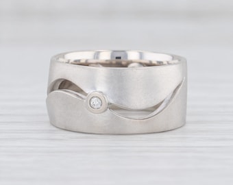 Nuovo anello Bastian Inverun in argento sterling con diamante ritagliato curvo 12886 Taglia 54 7