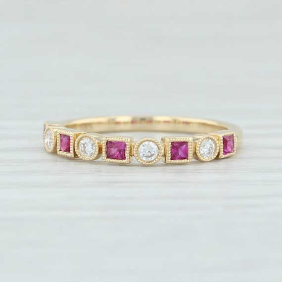 Diamond & Ruby Ring, Gold Ruby Ring, Size 6.75 Rin