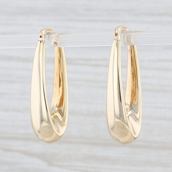 Pendientes de aro ovalado 10k Oro Amarillo Snap Top Pierced Drops