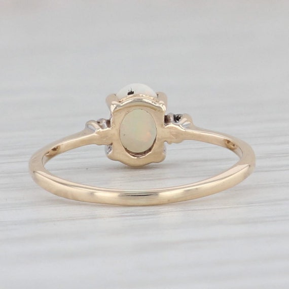 Oval Opal Diamond Ring 14k Yellow Gold Size 3 Oct… - image 5