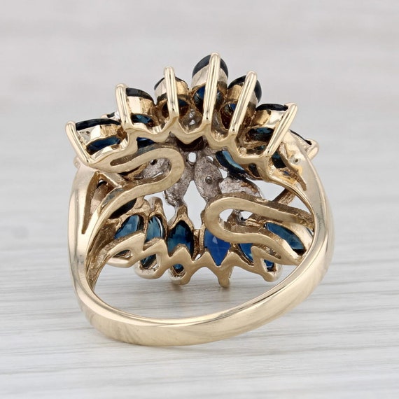 5ctw Blue Sapphire Diamond Cluster Ring 10k Yello… - image 4