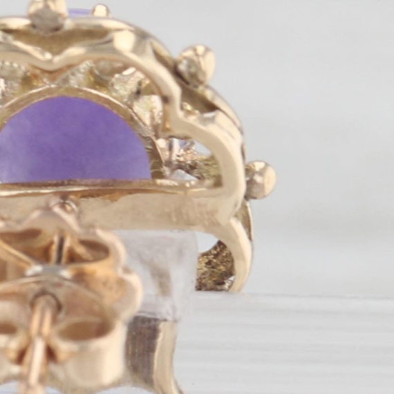 Lavender Jadeite Jade Earrings 10k Yellow Gold Ov… - image 4
