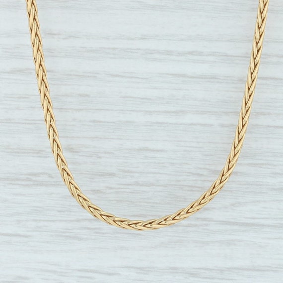 Designer Wheat Chain Necklace 18k Yellow Gold 17"… - image 1