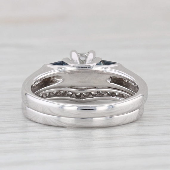 0.97ctw Princess Diamond Sapphire Engagement Ring… - image 5