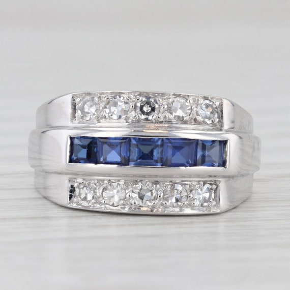 0.80ctw Lab Created Sapphire Diamond Ring Wedding… - image 2