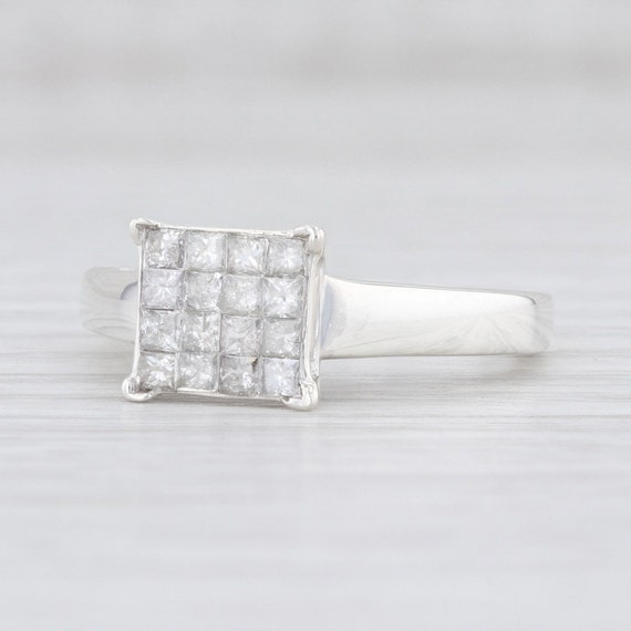 Diamond Engagement Ring, Silver Diamond Ring, Size