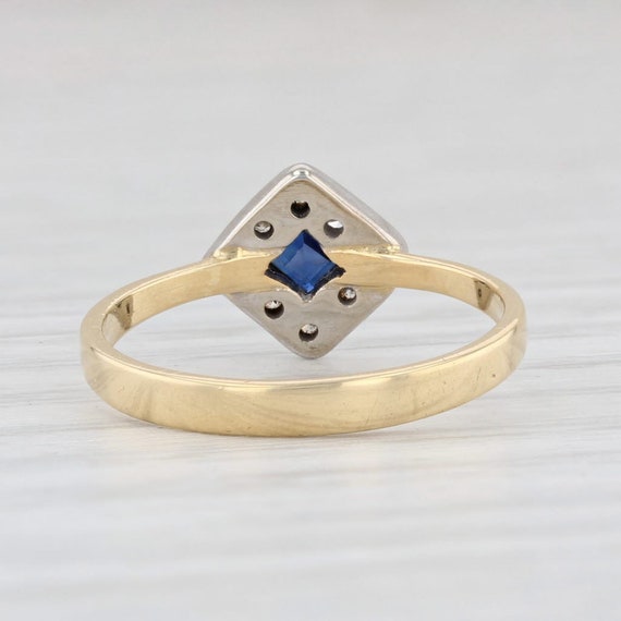 Vintage 0.16ctw Blue Sapphire Diamond Halo Ring 1… - image 5