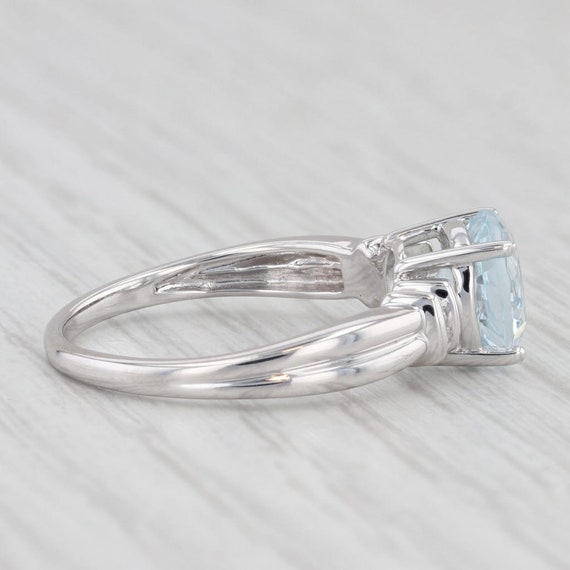 1.58ctw Round Aquamarine Diamond Ring 10k White G… - image 5