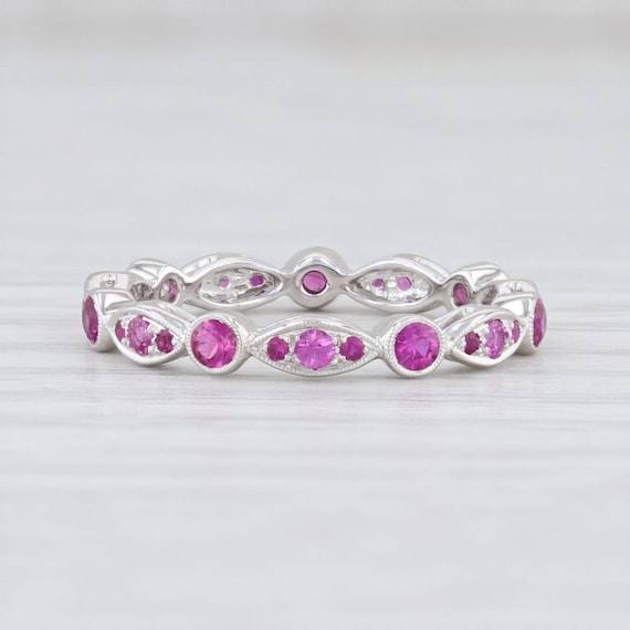 Ruby Eternity Ring, Ruby Stacking Ring, Stackable… - image 1