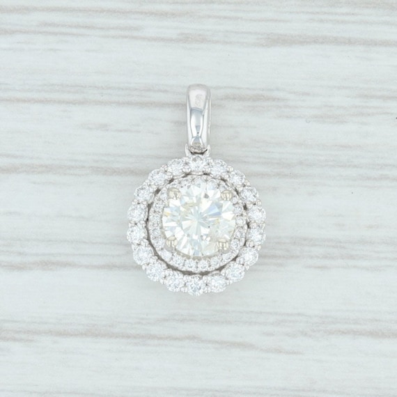 Diamond Halo Pendant, White Gold Diamond Pendant,