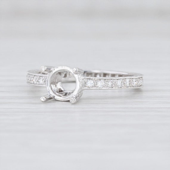 Round Solitaire Ring, Semi Mount Eternity Ring, S… - image 1