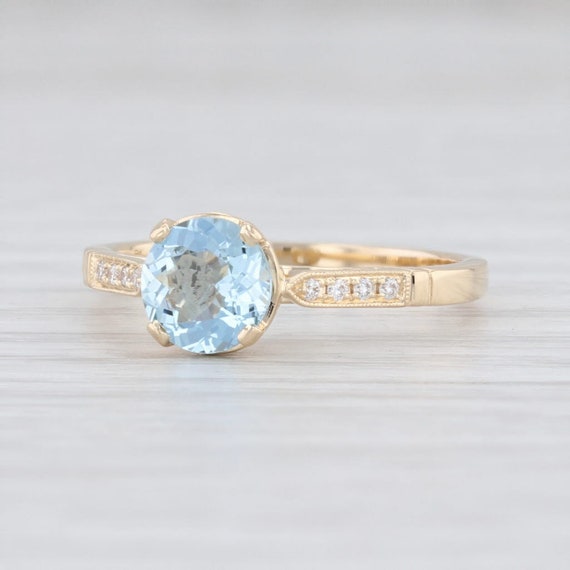 New Beverley K Aquamarine Diamond Ring 14k Gold S… - image 1