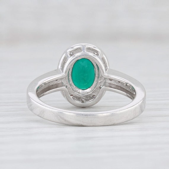 New Lab Created Emerald Diamond Halo Ring 10k Whi… - image 4
