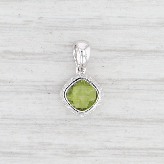 New 1ct Peridot Drop Pendant 14k Gold Cushion Sol… - image 2