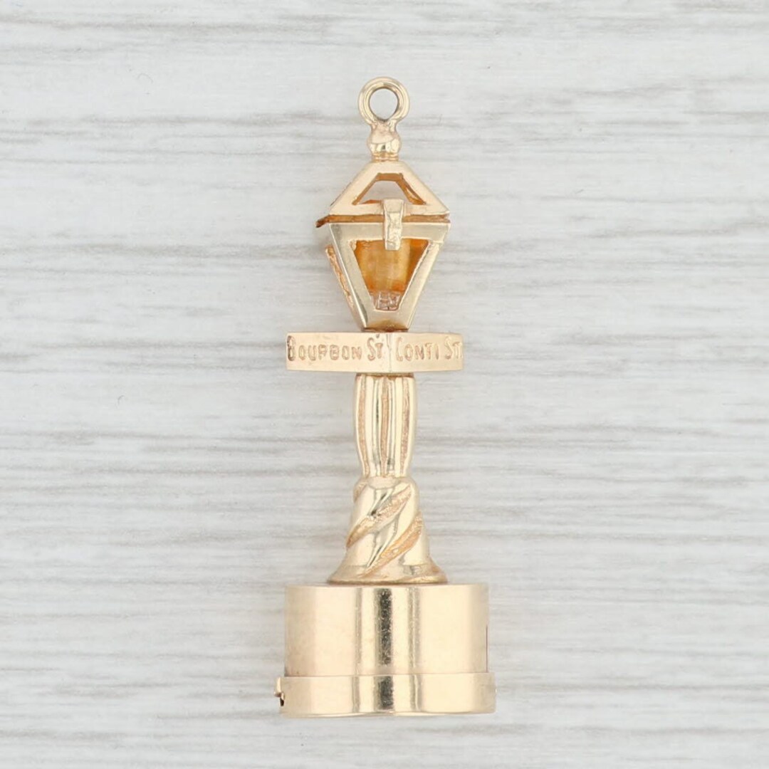 Bourbon St Conti St Lamp Post Charm 14k Gold New Orleans Souvenir