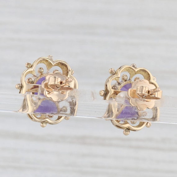 Lavender Jadeite Jade Earrings 10k Yellow Gold Ov… - image 3