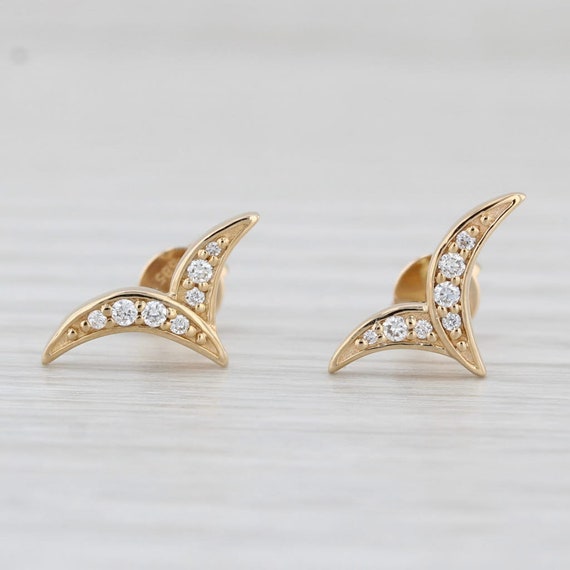 New Diamond Contoured Stud Earrings 14k Yellow Go… - image 1