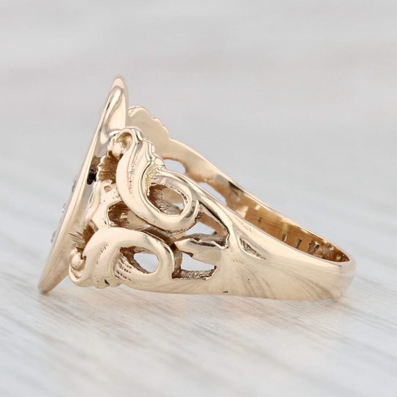 Victorian Diamond Masonic Signet Ring 10k Gold Si… - image 3