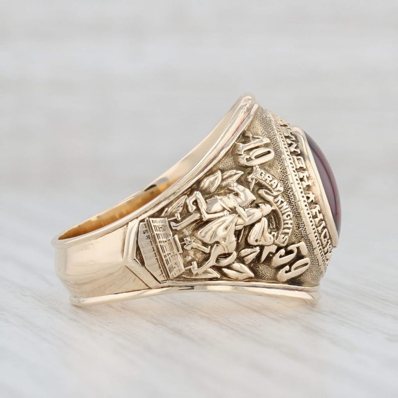 Size 12 Ring Class of 1959 Henry Grady High School Class Ring 10k Yellow Gold Ring Red Stone Ring