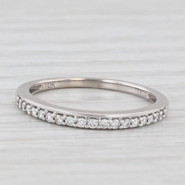 0.14ctw Diamond Wedding Band 10k White Gold Stackable Anniversary Ring
