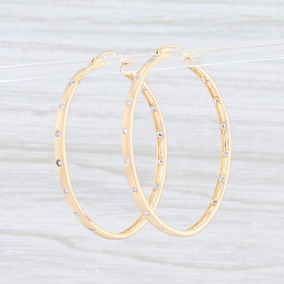Diamond Hoop Earrings, Yellow Gold Earrings, Snap