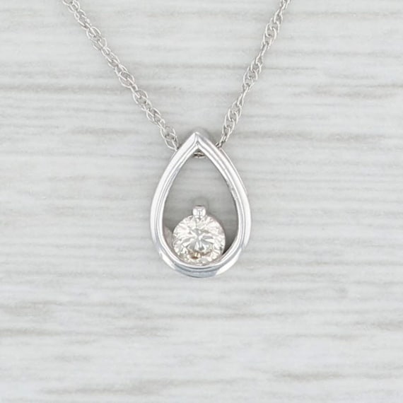 New 0.10ctw Diamond Teardrop Pendant Necklace 14k… - image 2