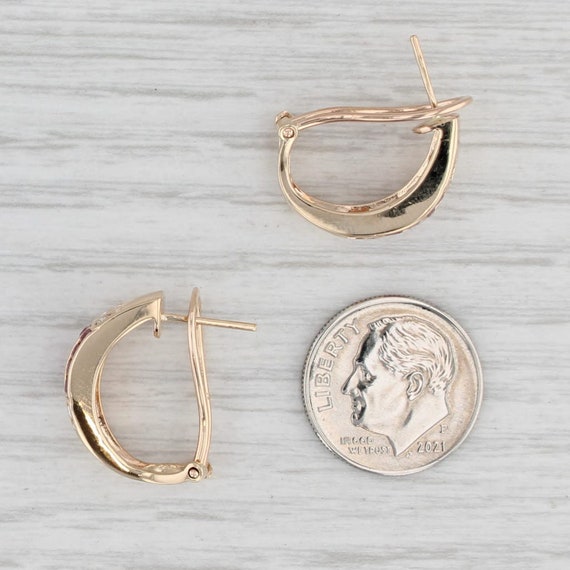 1.40ctw Ruby Diamond J-Hook Earrings 14k Yellow G… - image 4