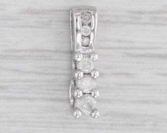 0.19ctw 3-Stone Diamond Journey Pendant 10k White Gold Small Drop