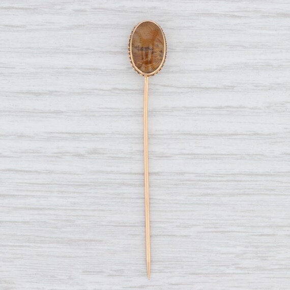 Vintage Stickpin, Brown Chalcedony Stickpin, Yell… - image 2