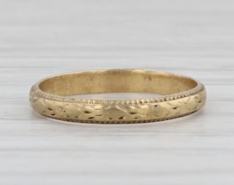 Vintage Floral Baby Ring 10k Yellow Gold Small Size Band