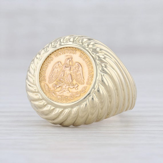1945 Dos Pesos Coin Ring, Gold Coin Ring, Size 8 R