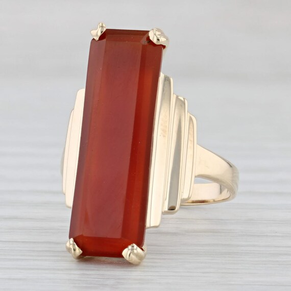 Red Orange Chalcedony Ring 14k Yellow Gold Size 8