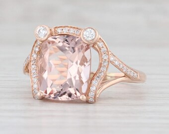 Slyq Jewelry Cocktail Oval Cut Morganite Style promise rings fashion rings size 11 Slyq Jewelry Cocktail Oval Cut Morganite Style promise rings fashion rings size 11