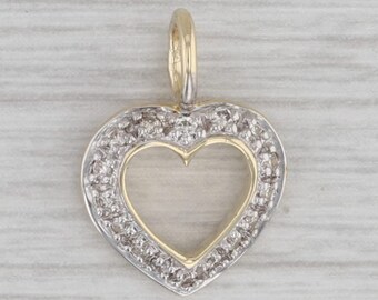 Small 0.15ctw Diamond Open Heart Pendant 14k White Gold