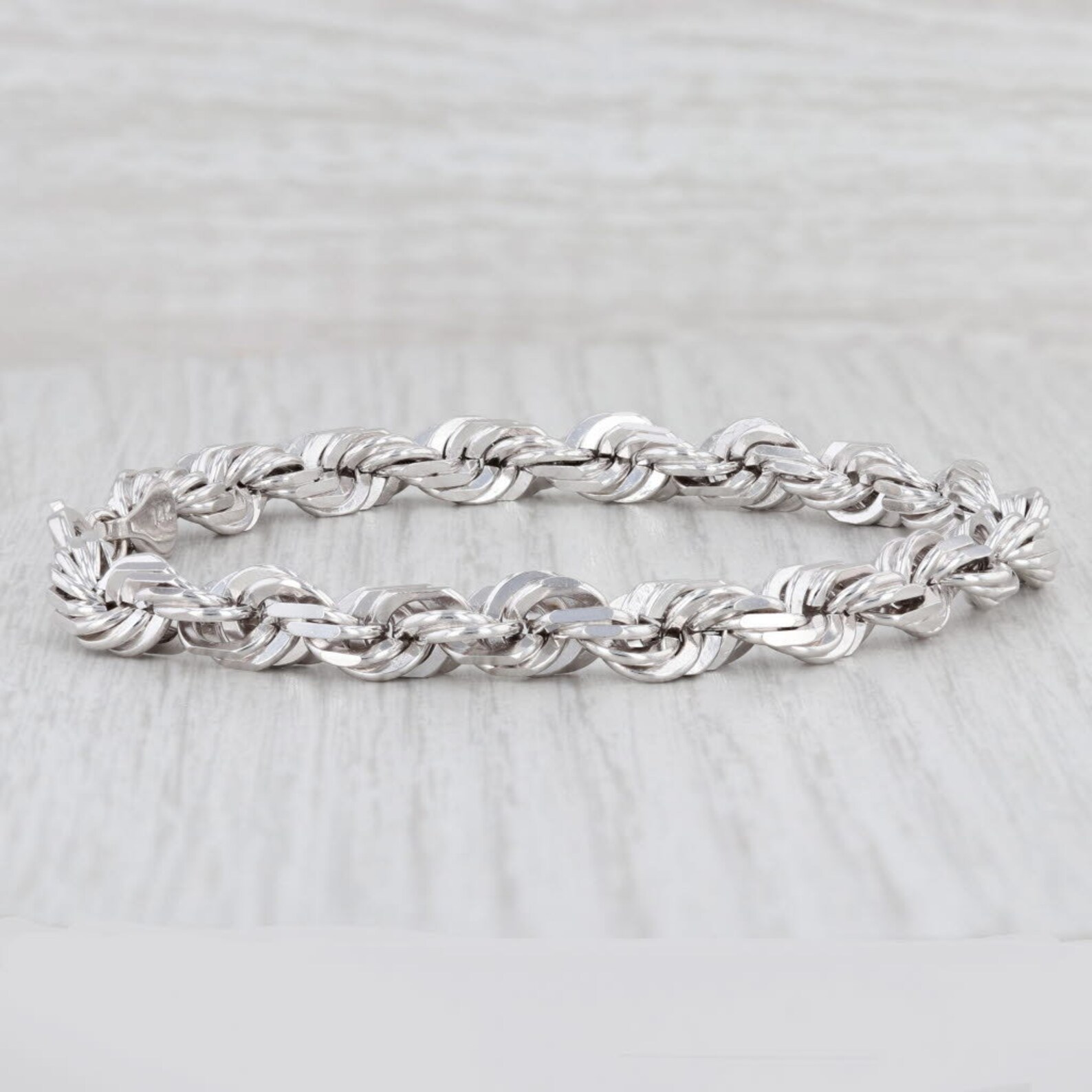 New Rope Chain Bracelet 14k White Gold 8.25 7.5mm Etsy