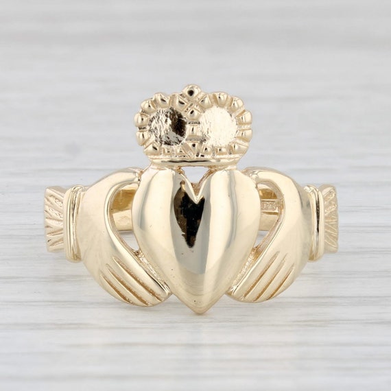 Irish Claddagh Ring 10k Yellow Gold Size 11 Weddi… - image 2