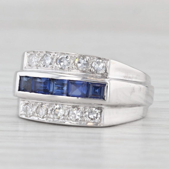 0.80ctw Lab Created Sapphire Diamond Ring Wedding… - image 1