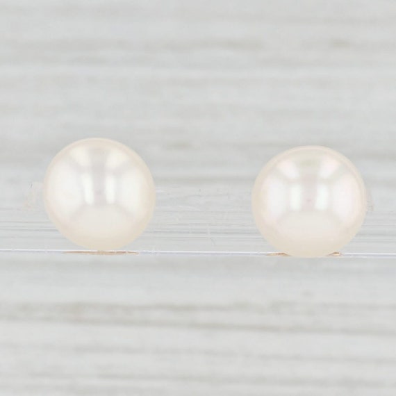 Freshwater Cultured Pearl Stud Earrings 14k Yello… - image 1