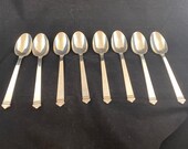 Tiffany Co Set of 8 Spoons Hampton 1934 Sterling Silver 7 quot Cloth Storage Wrap