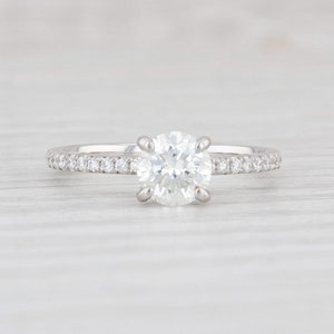 New 1.14ctw Diamond Engagement Ring 14k White Gold GIA Round Solitaire w Accents image 2