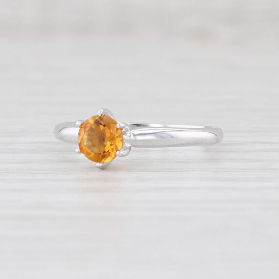 0.40ct Orange Citrine Ring 14k White Gold Round So