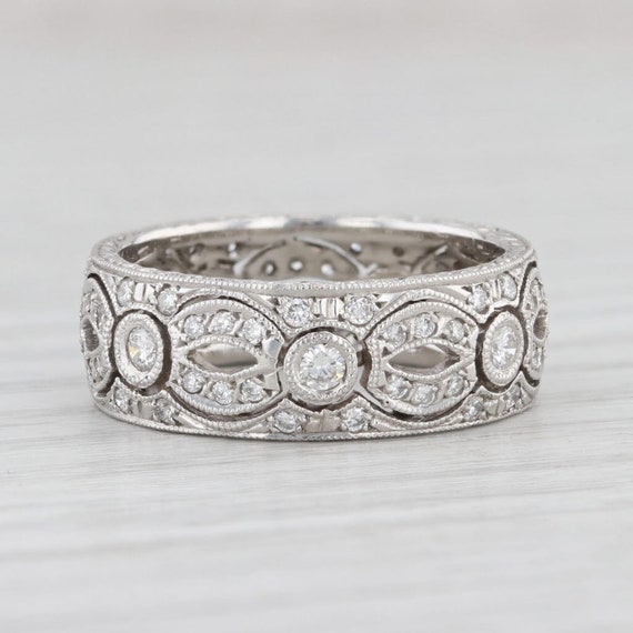 0.49ctw Diamond Ring Platinum Band Wedding Annive… - image 2