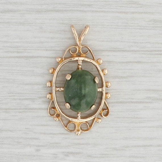 Vintage Ornate Green Nephrite Jade Serpentine Pendant… - Gem