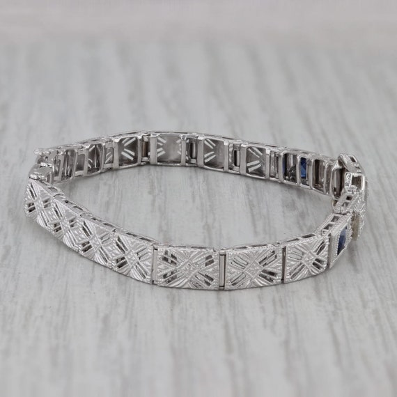Art Deco 0.52ctw Diamond Lab Created Sapphire Bra… - image 4