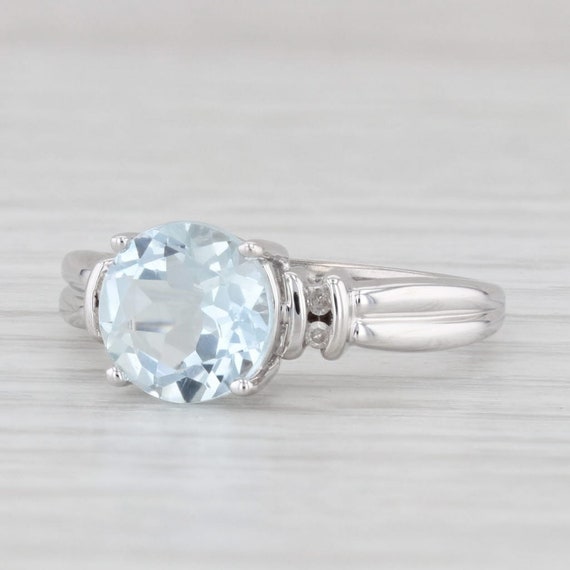 1.58ctw Round Aquamarine Diamond Ring 10k White G… - image 1