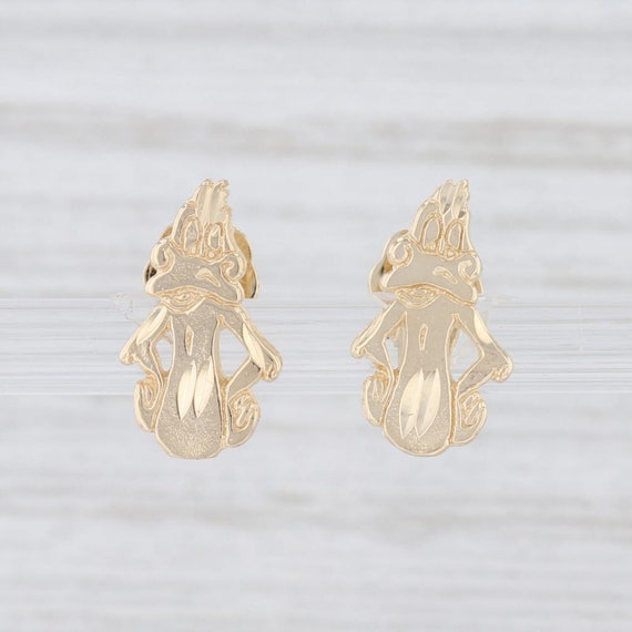 Daffy Duck Stud Earrings, Yellow Gold Earrings, Wa