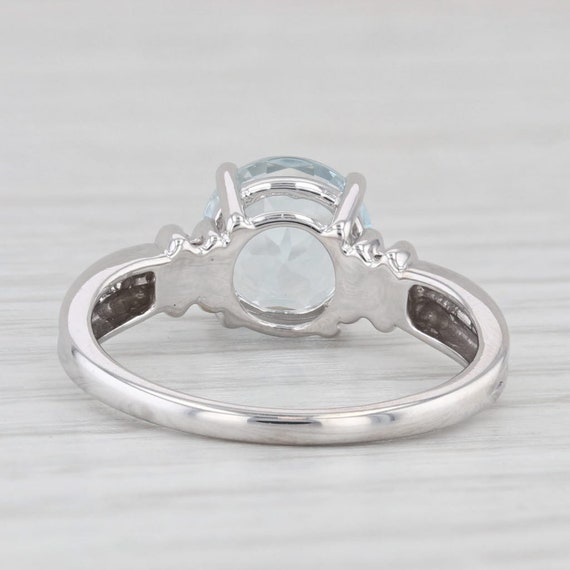 1.58ctw Round Aquamarine Diamond Ring 10k White G… - image 4